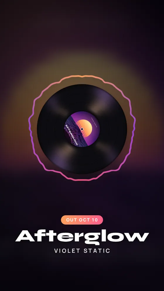 A vertical clip frame of the spinning vinyl visualizer
